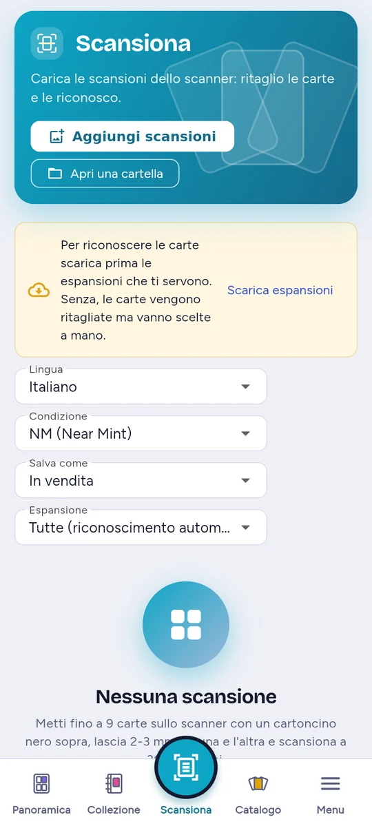 La pagina Scansiona
